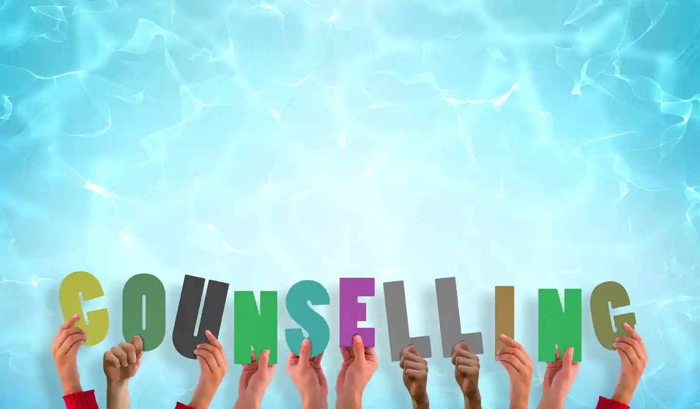 hands holding up letters saying counselling