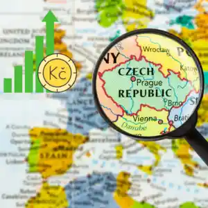 map of europe with a magnifying glass over the Czech Republic