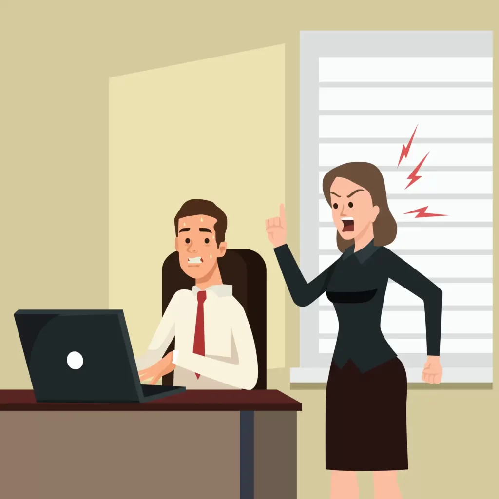 animated image of angry woman boss