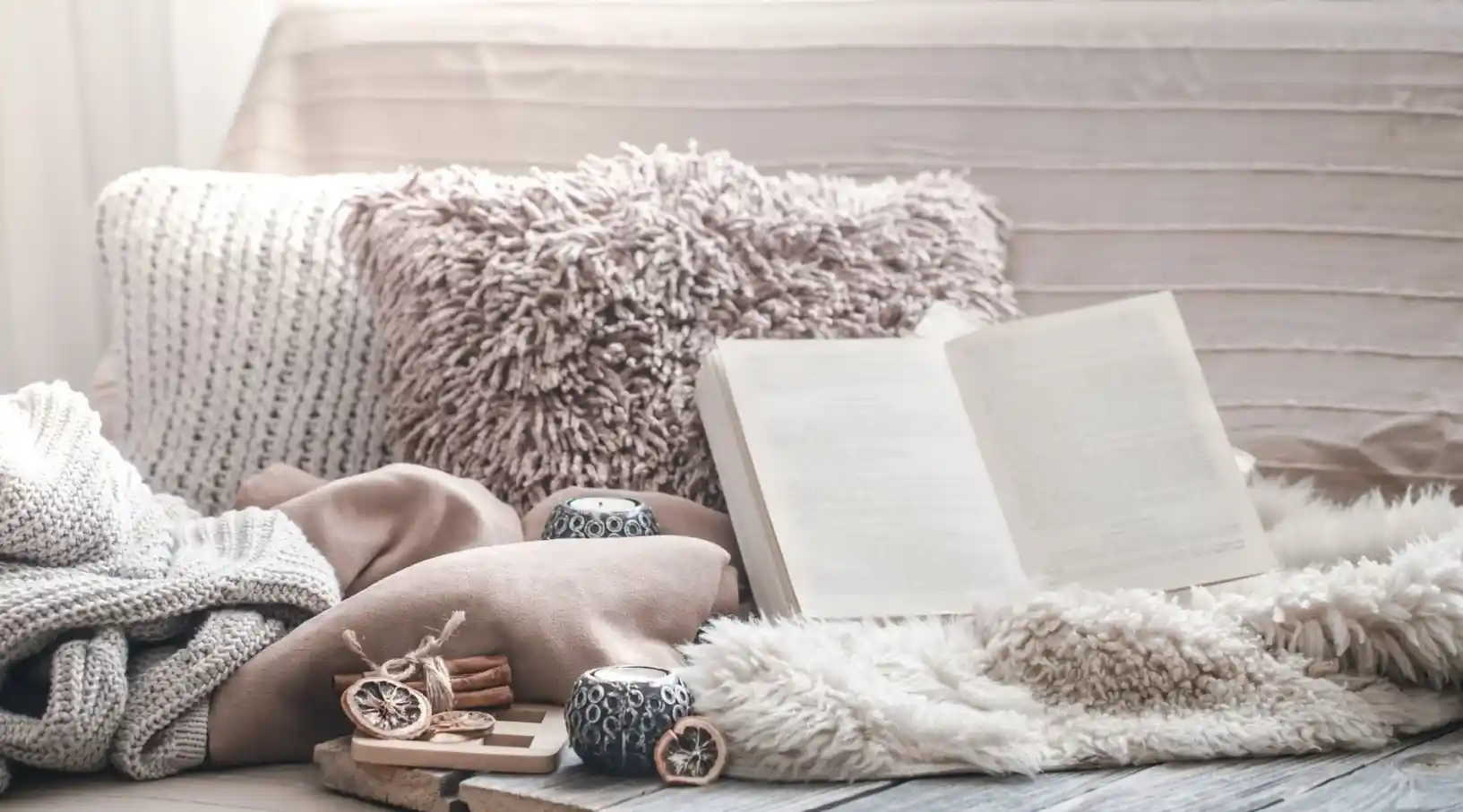 cosy home book and blanket