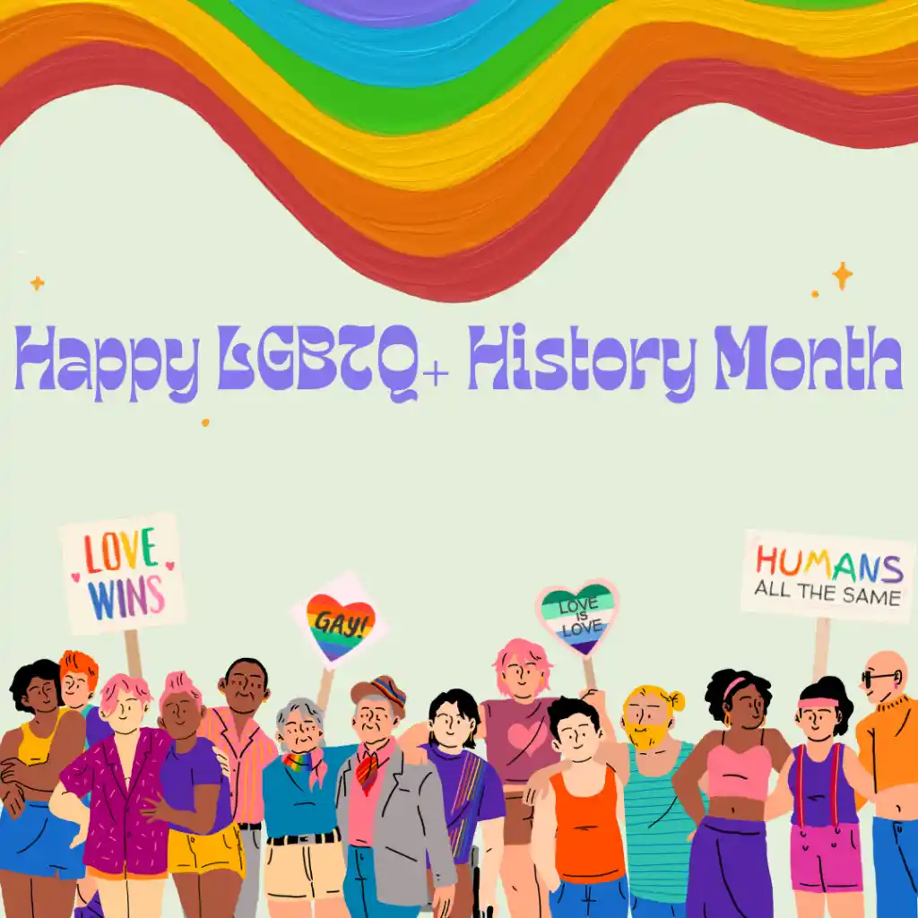 animated image of pride with text happy lgbtq history month