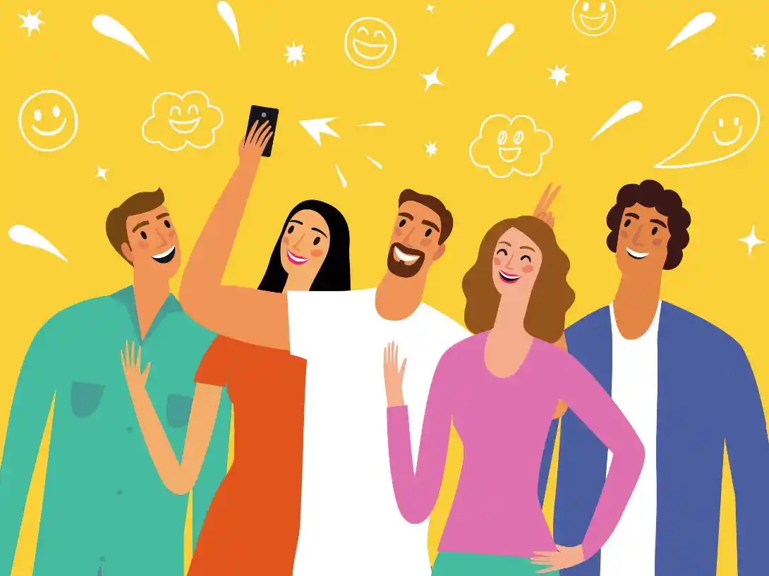animated image of a group of people looking happy
