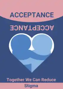image of a heart with two people holding each other and text saying acceptance