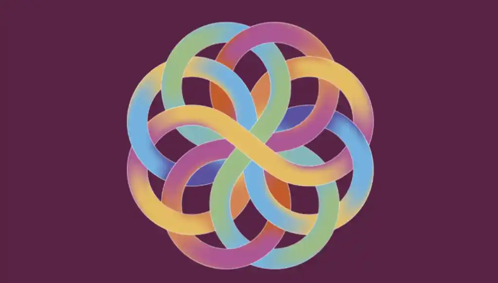 animated image of different coloured lines intertwined in a circle