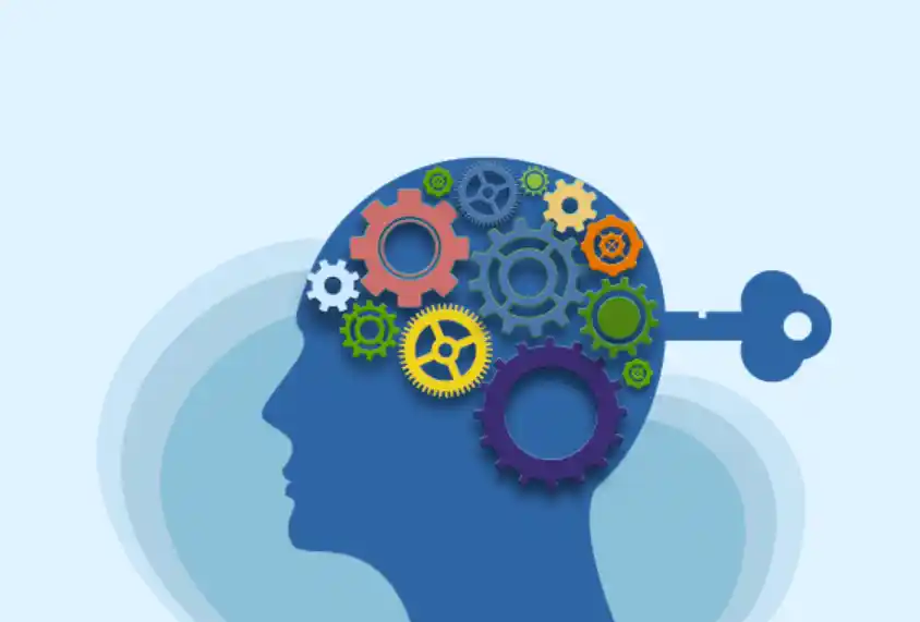 animated image of head with gears inside and a screw at the back