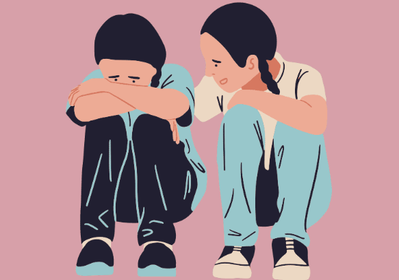 animated image of one child comforting another